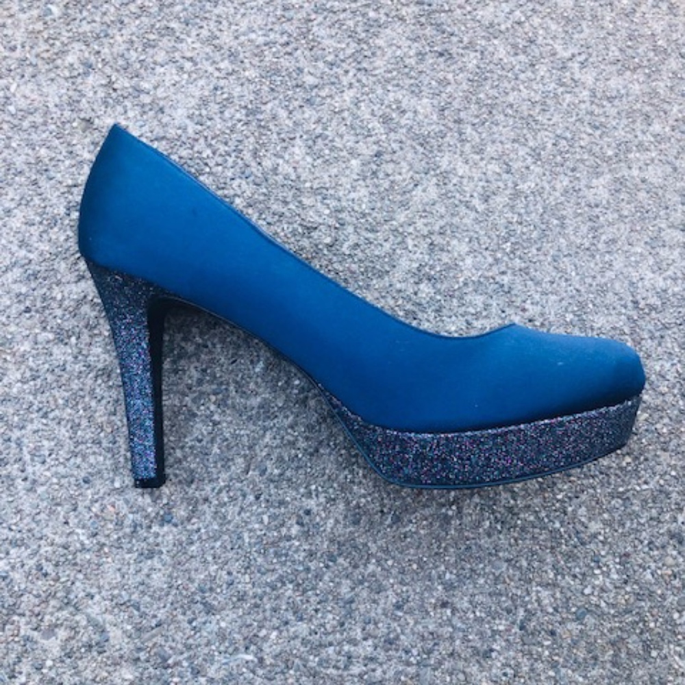 Blue high heel sparkly formal, wedding, club